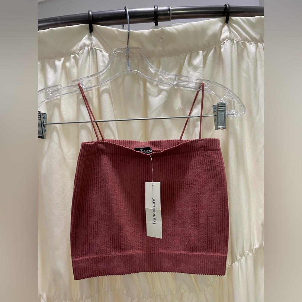 Francesca’s Classic Women's Pink spaghetti strap crop top. Size XS. New with tag
